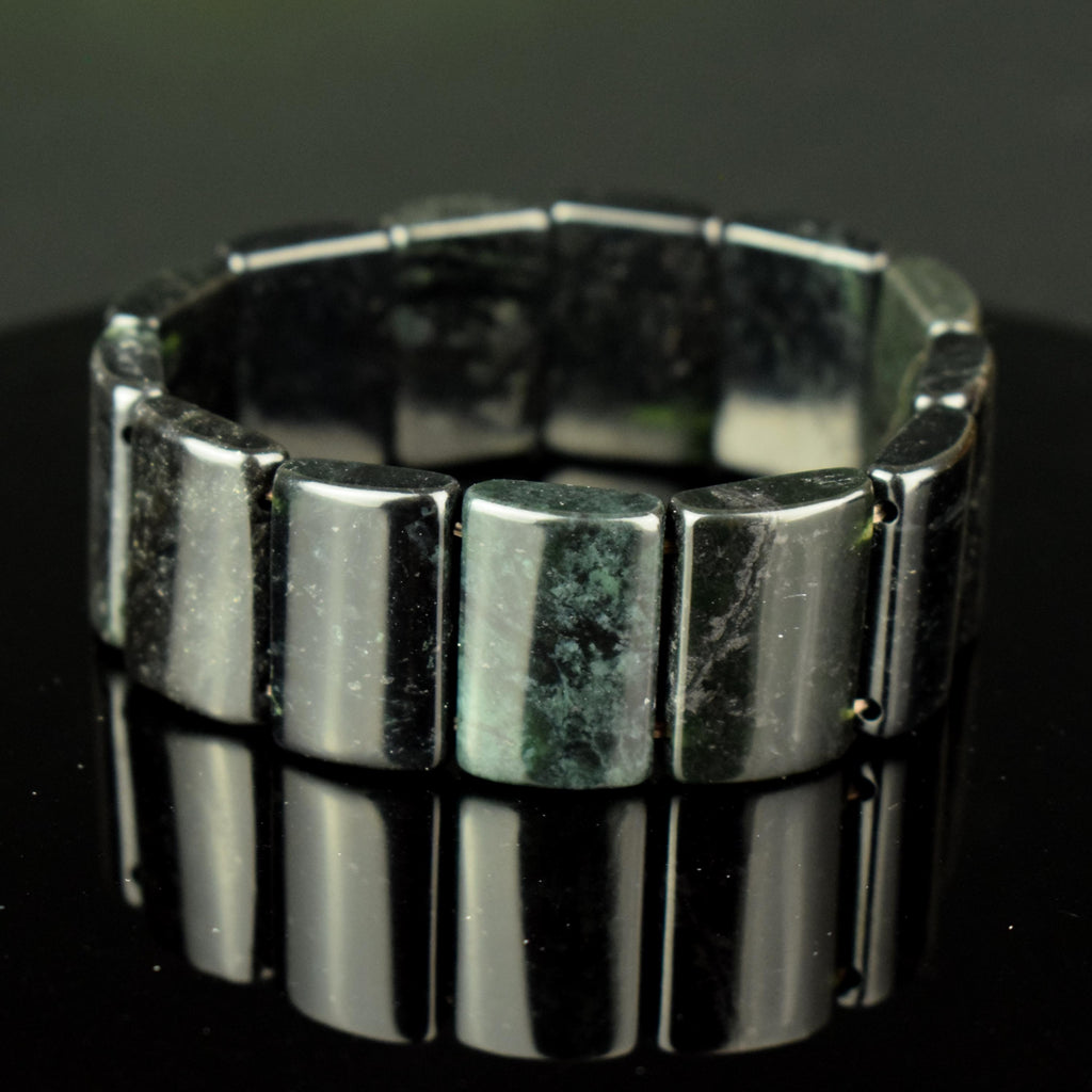 Bracelet Jade foncé perles 23mm x 15mm naturelles AAA Nephrite - Stabilité - Instinct - Longévité #1