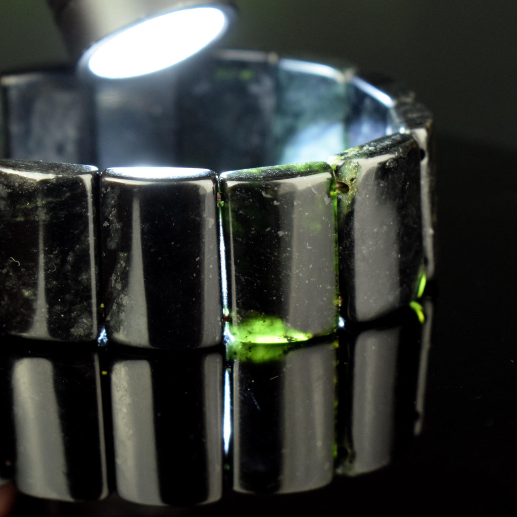 Bracelet Jade foncé perles 23mm x 15mm naturelles AAA Nephrite - Stabilité - Instinct - Longévité #1