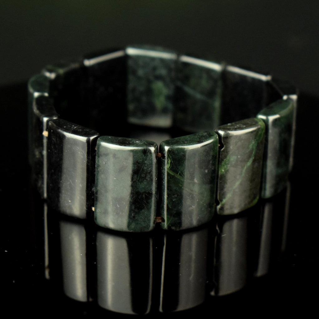 Bracelet Jade foncé perles 23mm x 15mm naturelles AAA Nephrite - Stabilité - Instinct - Longévité #2