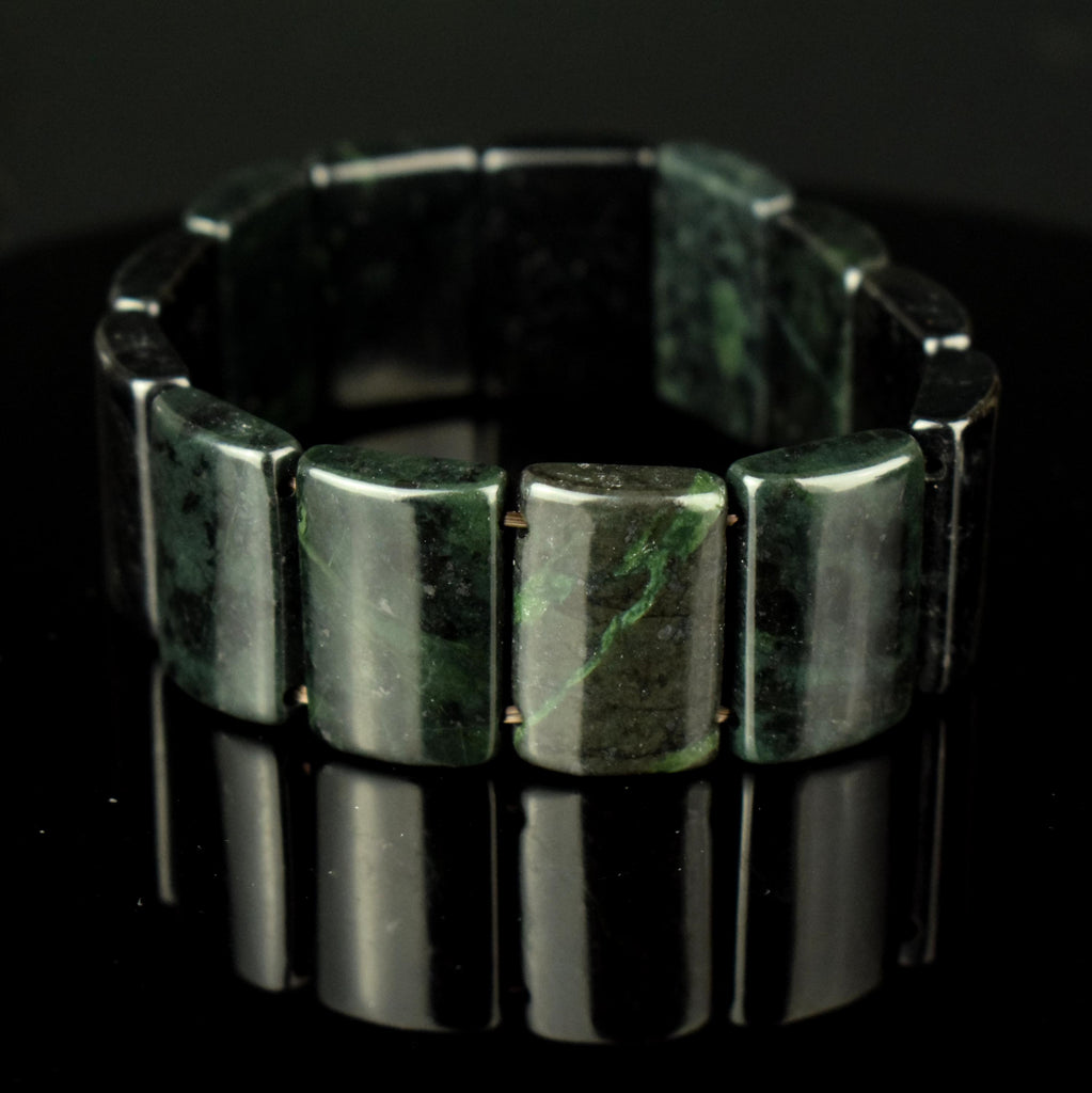 Bracelet Jade foncé perles 23mm x 15mm naturelles AAA Nephrite - Stabilité - Instinct - Longévité #2