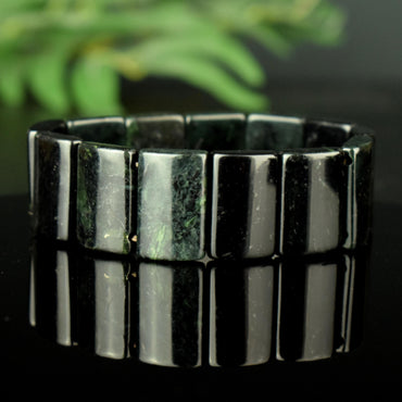 Bracelet Jade foncé perles 23mm x 15mm naturelles AAA Nephrite - Stabilité - Instinct - Longévité #2