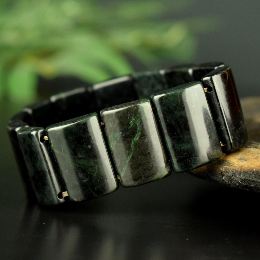 Bracelet Jade foncé perles 23mm x 15mm naturelles AAA Nephrite - Stabilité - Instinct - Longévité #2