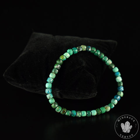 Bracelet Chrysocolle Verte perles carrées à facettes 4.5mm