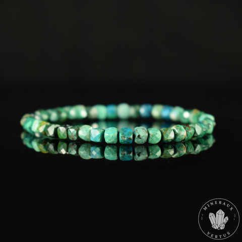 Bracelet Chrysocolle Verte perles carrées à facettes 4.5mm