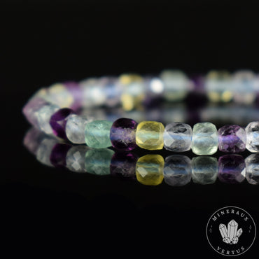 Bracelet Fluorite perles cubiques 4.5mm à facettes grade AAA