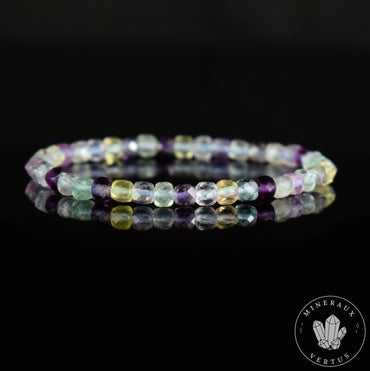 Bracelet Fluorite perles cubiques 4.5mm à facettes grade AAA