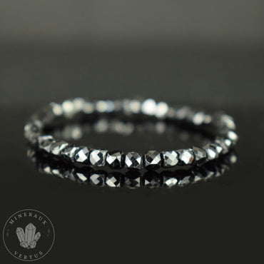 Bracelet Tourmaline noire AAA cubes à facettes 4mm