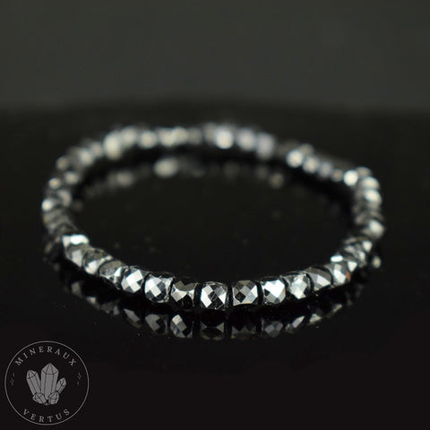 Bracelet Tourmaline noire AAA cubes à facettes 4mm