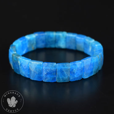 Bracelet Apatite bleue pierres rectangles facettées 13.5mm x 9mm