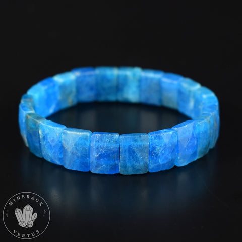 Bracelet Apatite bleue pierres rectangles facettées 13.5mm x 9mm