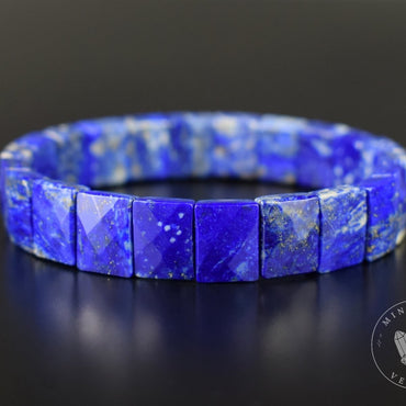 Bracelet Lapis Lazuli pierres rectangles facettées 12mm x 9mm