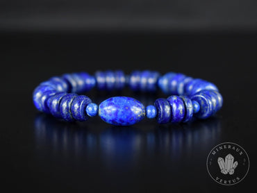 Lapis Lazuli Bracelet AA perles rondelles 9-10mm - Bijou Unique en pierre semi précieuse gemme