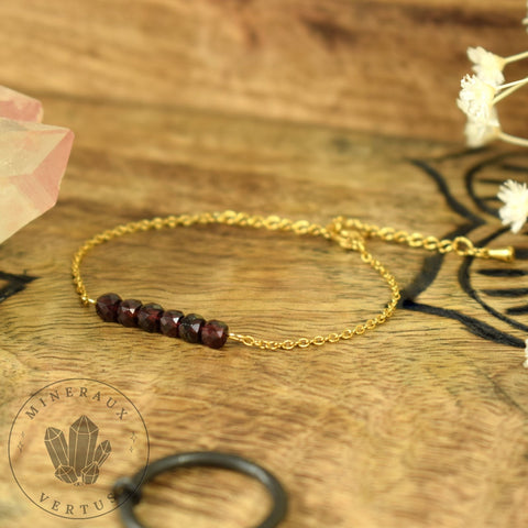 Bracelet Grenat Rouge Almandin , Bracelet femme , Grenat Rouge Almandin AAA , cadeau Saint Valentin - Initiation - Stimulation - Eclat
