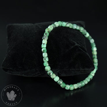 Bracelet Emeraude du Brésil AA perles carrées facettées 4mm
