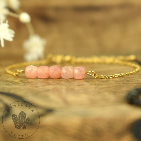 Bracelet Pierre de soleil, bracelet femme, Pierre de Soleil AA, cadeau Saint Valentin - Chaleur - Optimisme - Fécondité