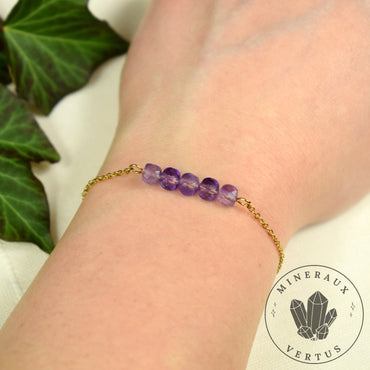 Bracelet Améthyste, bracelet femme, Améthyste du Brésil AAA , cadeau FEMME  - Intégration - Calme spirituel - Guérison