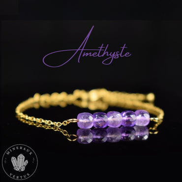 Bracelet Améthyste, bracelet femme, Améthyste du Brésil AAA , cadeau FEMME  - Intégration - Calme spirituel - Guérison