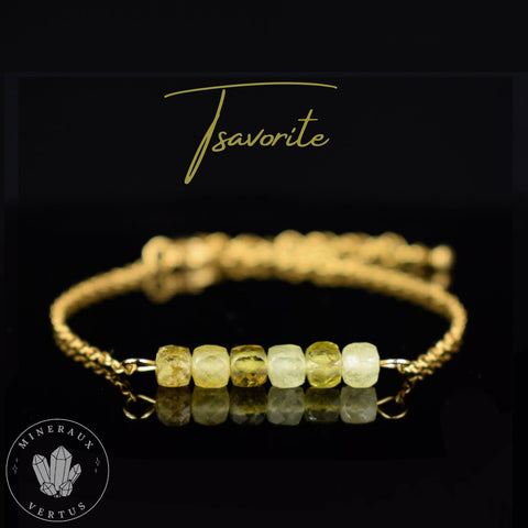 Bracelet Grenat Grossulaire , bracelet Tsavorite AA , cadeau Saint Valentin  - Fertilité - Vitalité - Créativité