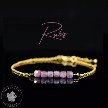 Rubis Myanmar, bracelet femme, Rubis Myanmar AAA - Pensée positive - Entretien - Stabilité