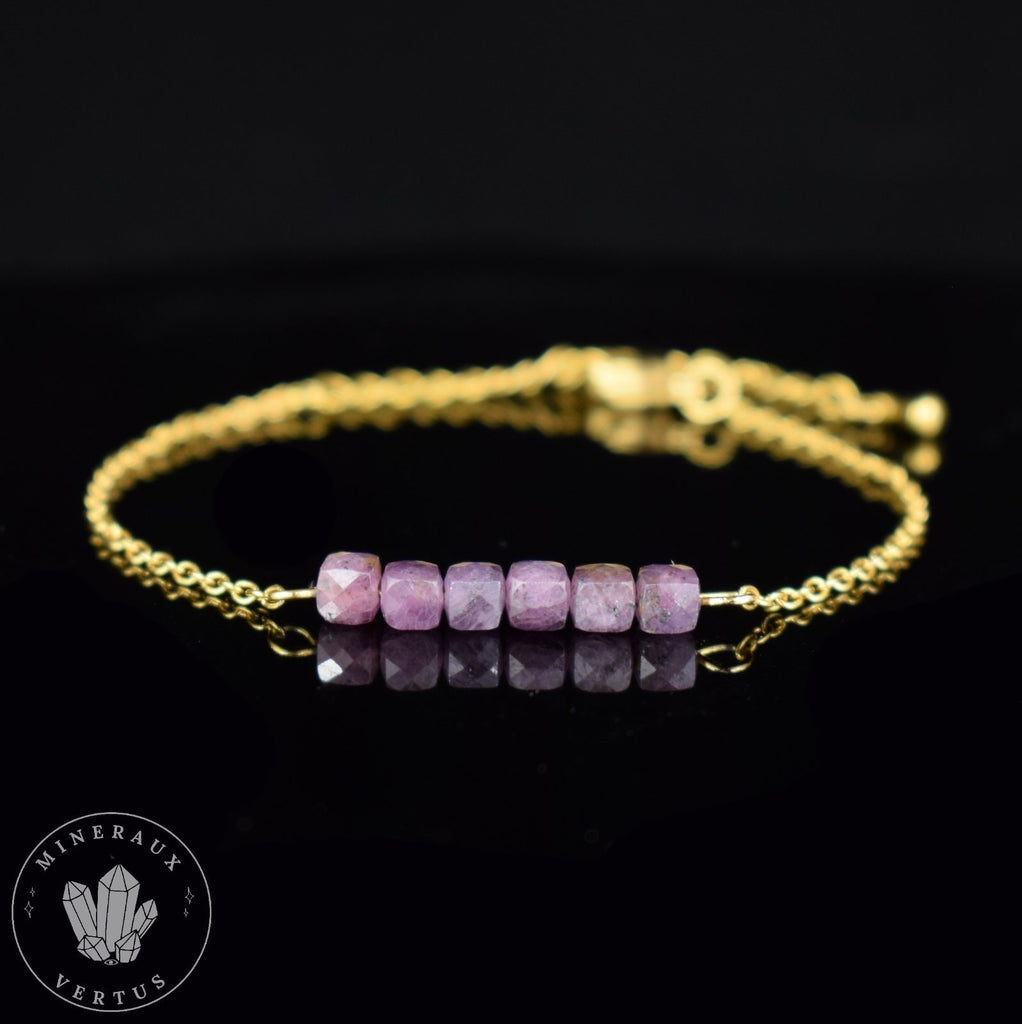 Rubis Myanmar, bracelet femme, Rubis Myanmar AAA - Pensée positive - Entretien - Stabilité