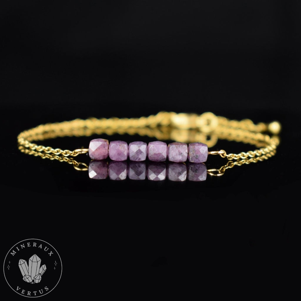 Rubis Myanmar, bracelet femme, Rubis Myanmar AAA - Pensée positive - Entretien - Stabilité