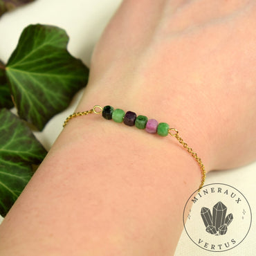 Bracelet Rubis sur Zoïsite, bracelet femme, Rubis sur Zoïsite AA , cadeau pour femme - Intégration - Calme spirituel - Guérison
