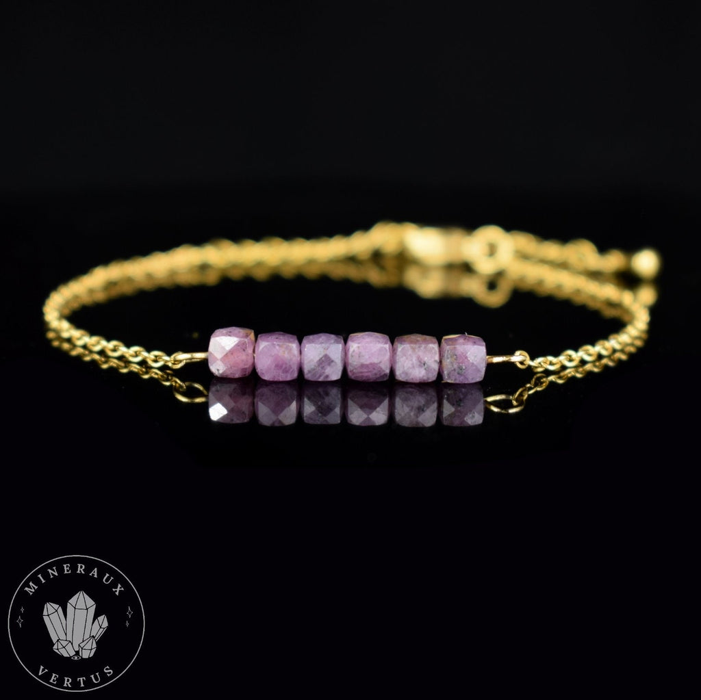 Rubis Myanmar, bracelet femme, Rubis Myanmar AAA - Pensée positive - Entretien - Stabilité