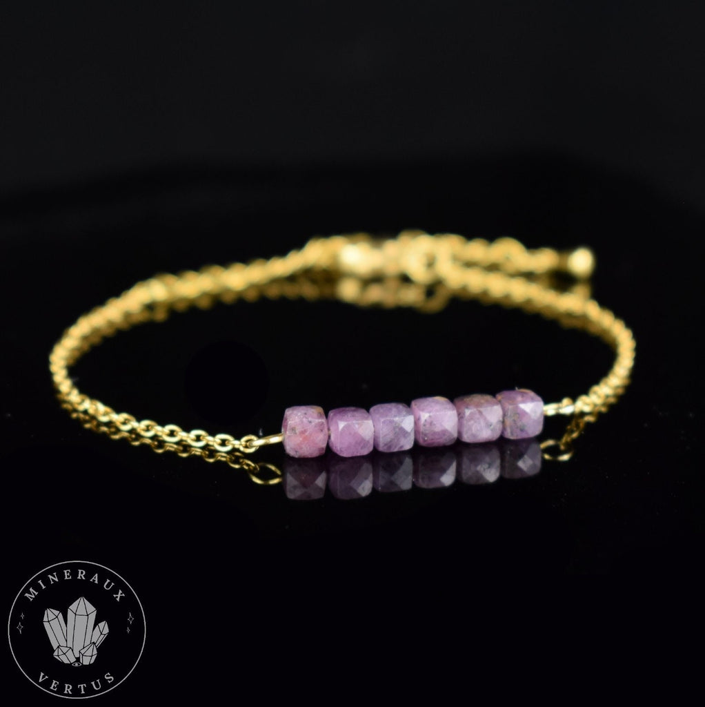 Rubis Myanmar, bracelet femme, Rubis Myanmar AAA - Pensée positive - Entretien - Stabilité