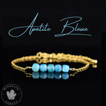 Apatite Bleue, bracelet femme, Apatite AA - Bijou unique en pierre semi précieuse gemme
