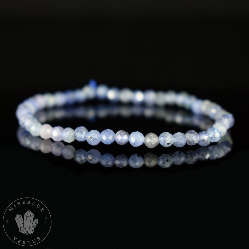 Bracelet fin Tanzanite Zoïsite bleu AAA perles 4mm rondes facettées  - Révélation - Amplification - Dons