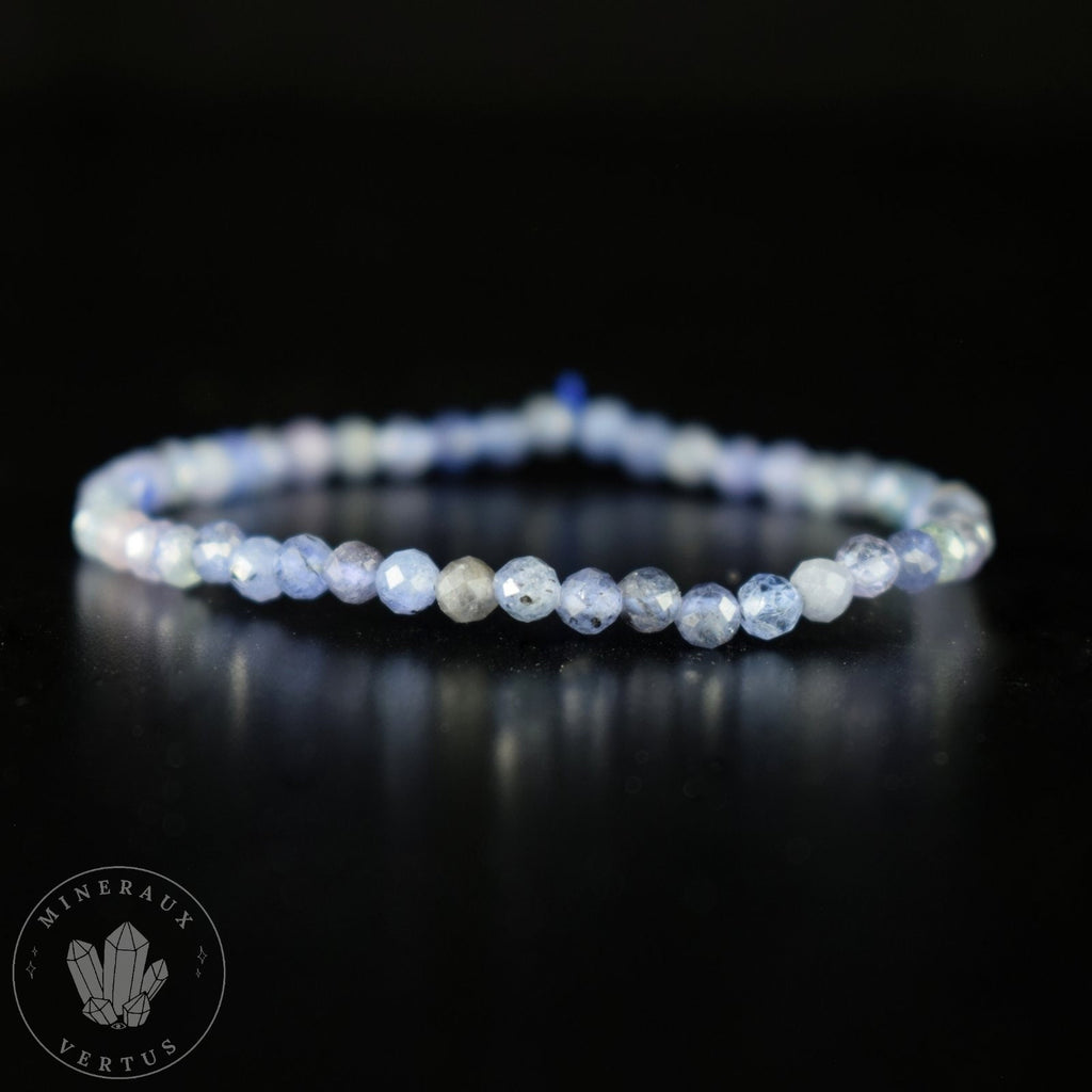 Bracelet fin Tanzanite Zoïsite bleu AAA perles 4mm rondes facettées  - Révélation - Amplification - Dons