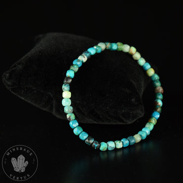 Bracelet Chrysocolle AA perles carrées facettées 4mm