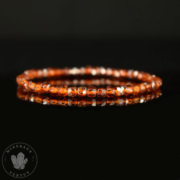 Bracelet Grenat Orange Spessartine perles 4mm carrées facettées grade AAA