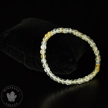 Bracelet Citrine perles 4.5mm cubiques facettées naturelle du Brésil AA  - Chaleur - Réconfort - Joie