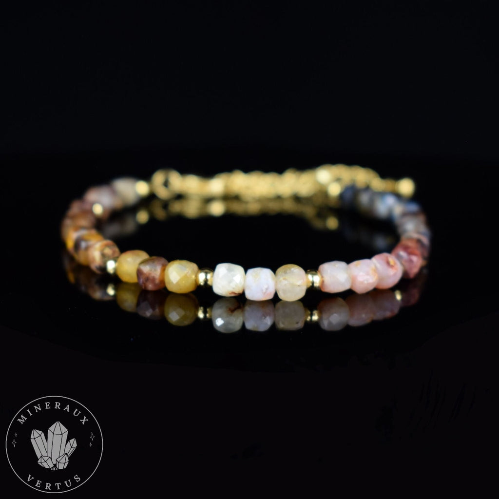 Bracelet Pietersite de Namibie AA cubes à facettes 4mm chaine Or - Exaltation - Clarification - Ancrage