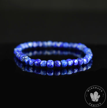 Bracelet Lapis Lazuli perles 4.5mm carrées facettées grade AAA