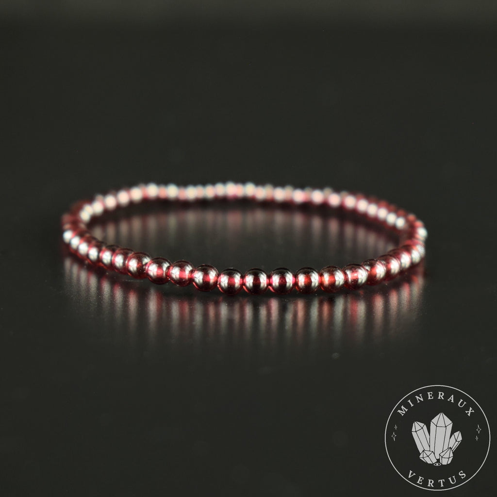 Bracelet Grenat Rouge Almandin du Brésil AAA perles rondes 4mm - Initiation - Stimulation - Eclat