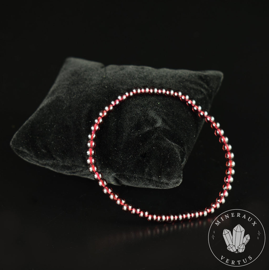 Bracelet Grenat Rouge Almandin du Brésil AAA perles rondes 4mm - Initiation - Stimulation - Eclat