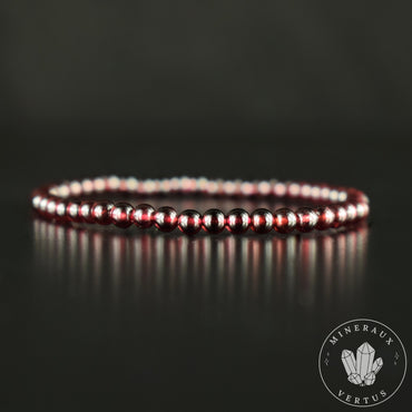 Bracelet Grenat Rouge Almandin du Brésil AAA perles rondes 4mm - Initiation - Stimulation - Eclat