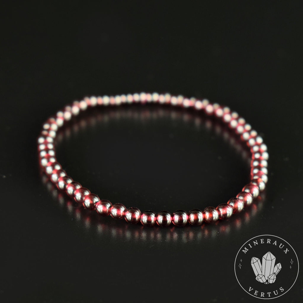 Bracelet Grenat Rouge Almandin du Brésil AAA perles rondes 4mm - Initiation - Stimulation - Eclat