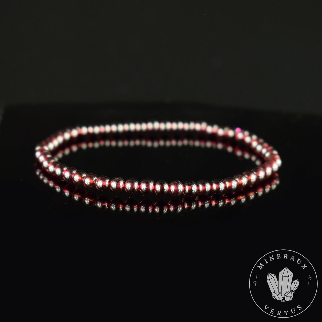 Bracelet Grenat Rouge Almandin du Brésil AAA perles rondes 4mm - Initiation - Stimulation - Eclat