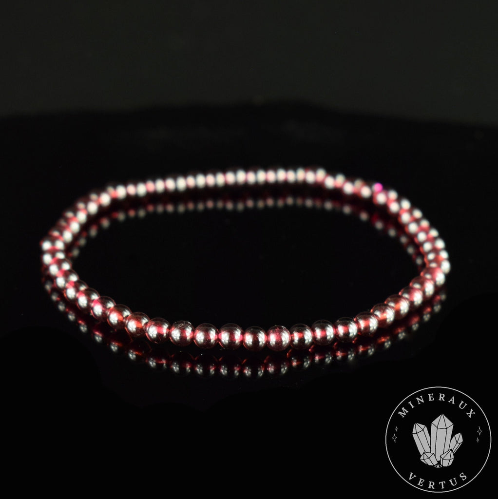 Bracelet Grenat Rouge Almandin du Brésil AAA perles rondes 4mm - Initiation - Stimulation - Eclat