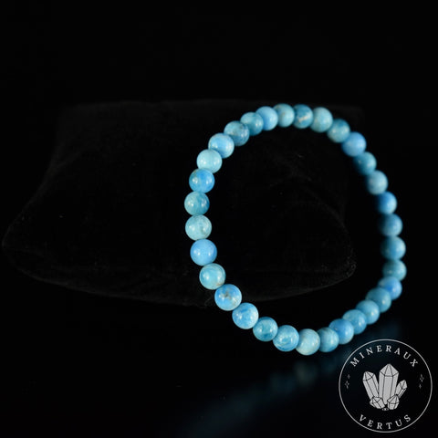 Bracelet Apatite Bleue clair Œil de Chat perles rondes naturelles 6mm