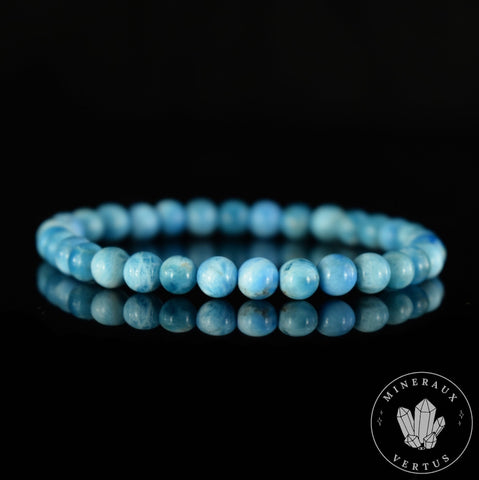 Bracelet Apatite Bleue clair Œil de Chat perles rondes naturelles 6mm