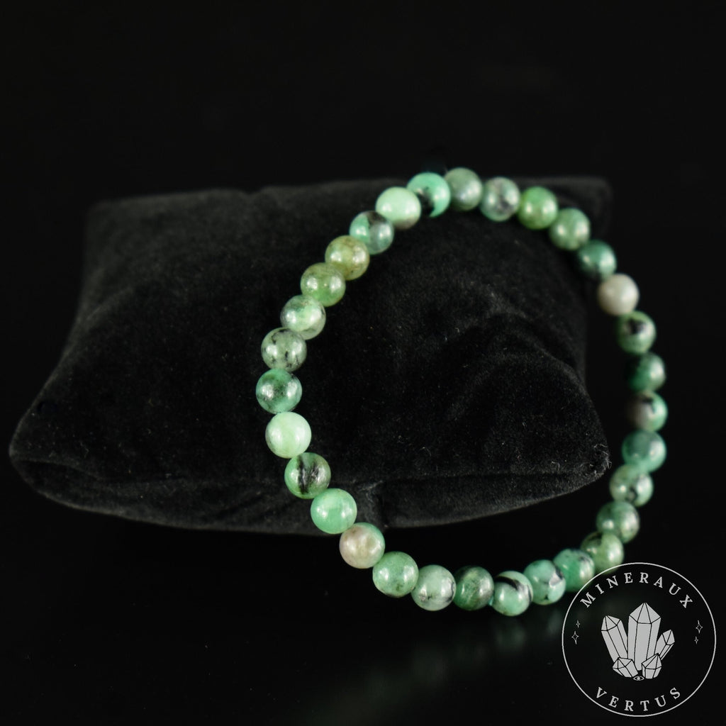 Bracelet Emeraude du Brésil perles rondes 6mm AA - Calme - Purification - Harmonie
