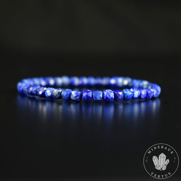 Bracelet Lapis Lazuli perles 4.5mm carrées facettées grade AAA