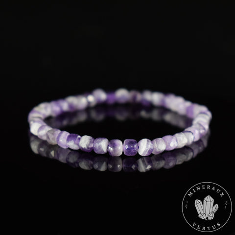 Améthyste Chevron Bracelet perles carrées facettées 4.5mm - Intégration - Calme spirituel - Guérison