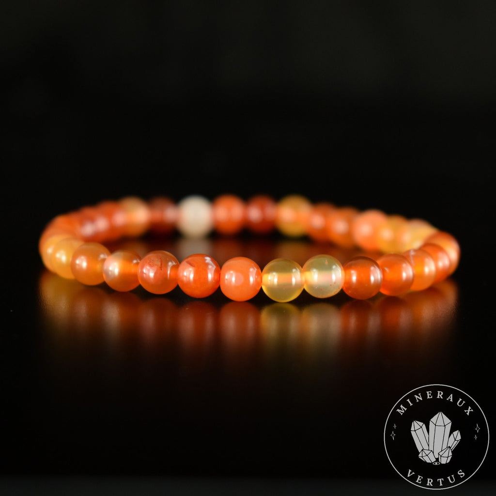 Bracelet Cornaline perles rondes 6mm