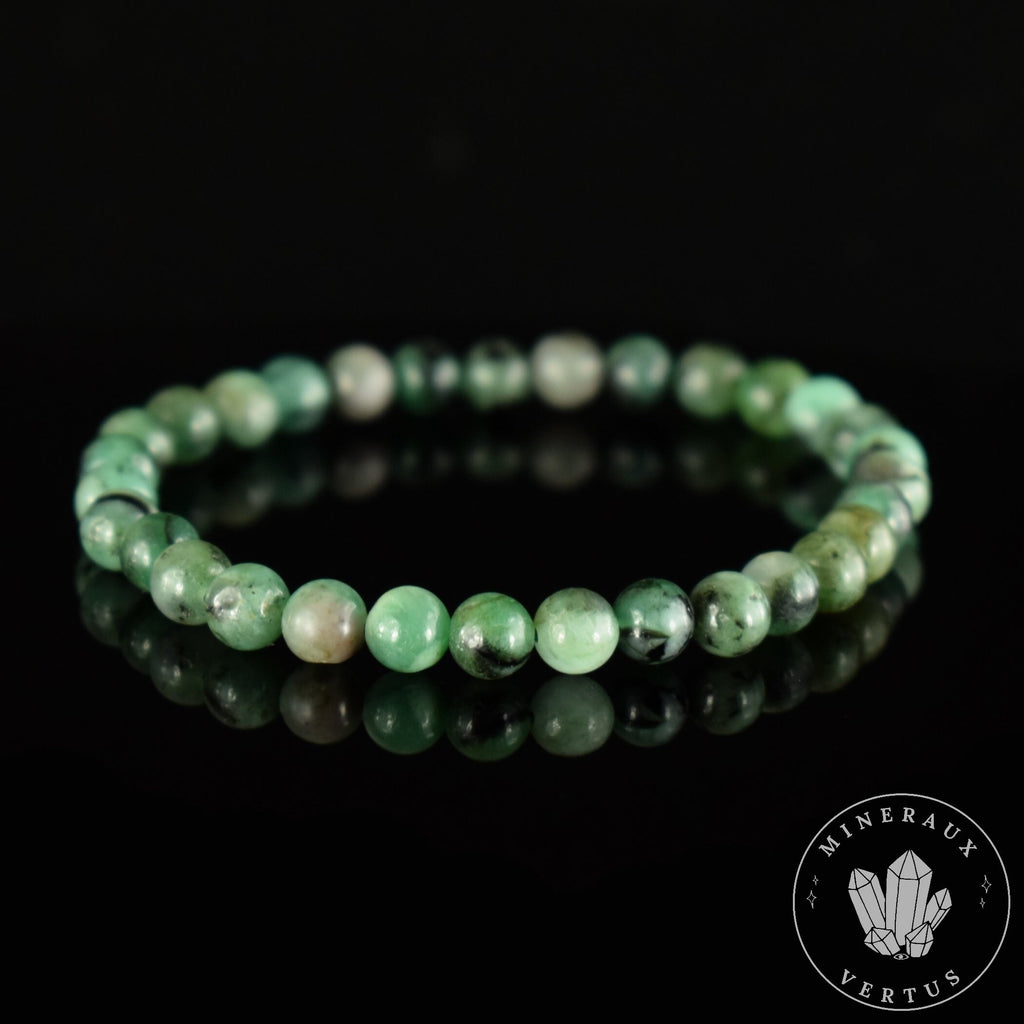 Bracelet Emeraude du Brésil perles rondes 6mm AA - Calme - Purification - Harmonie