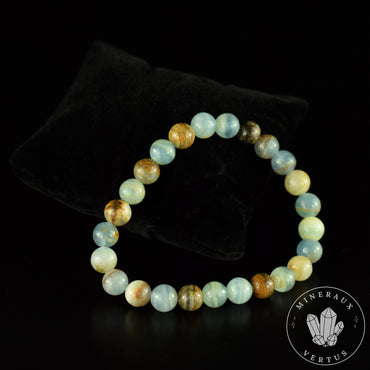Bracelet Calcite Caraïbes Onyx Bleu perles rondes 8mm - Force intérieure - Endurance - Détermination